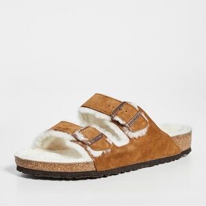Birkenstock Arizona Suede Shearling Sandals - 37 like new